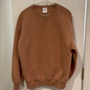 aerie Oversized Crewneck Sweatshirt in Brown